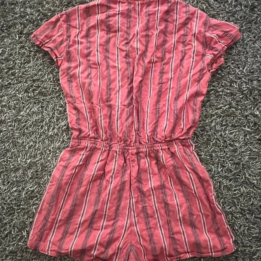 Abercrombie Kids Girls Striped Tie Front Romper Size 11 12 Pink Rust Boho Summer